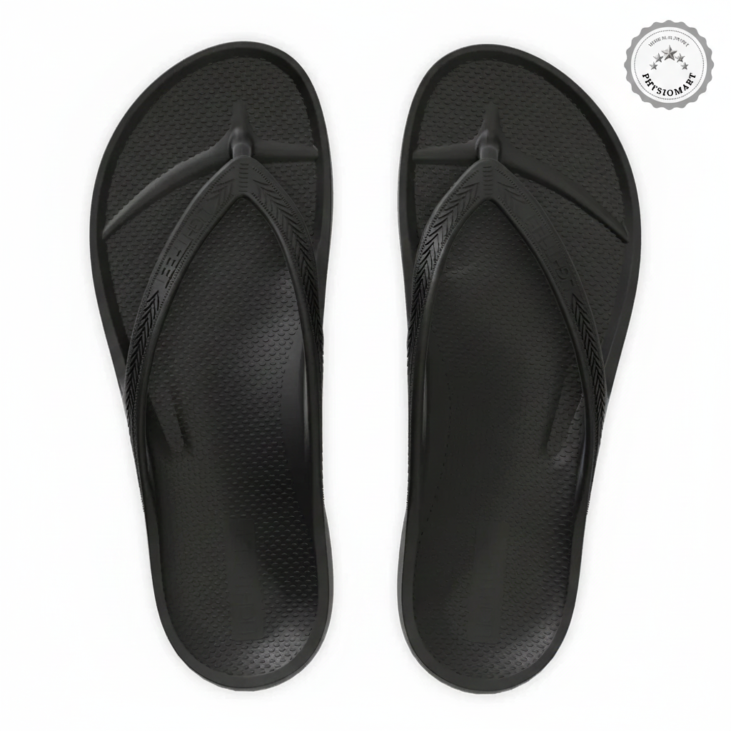 LightFeet Arch Support Flip Flops/Thongs - Black
