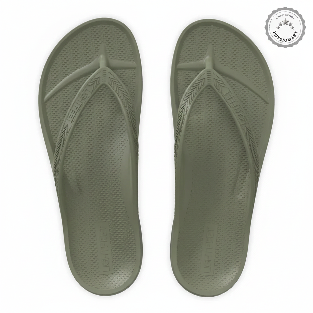 LightFeet Arch Support Flip Flops/Thongs - Khaki